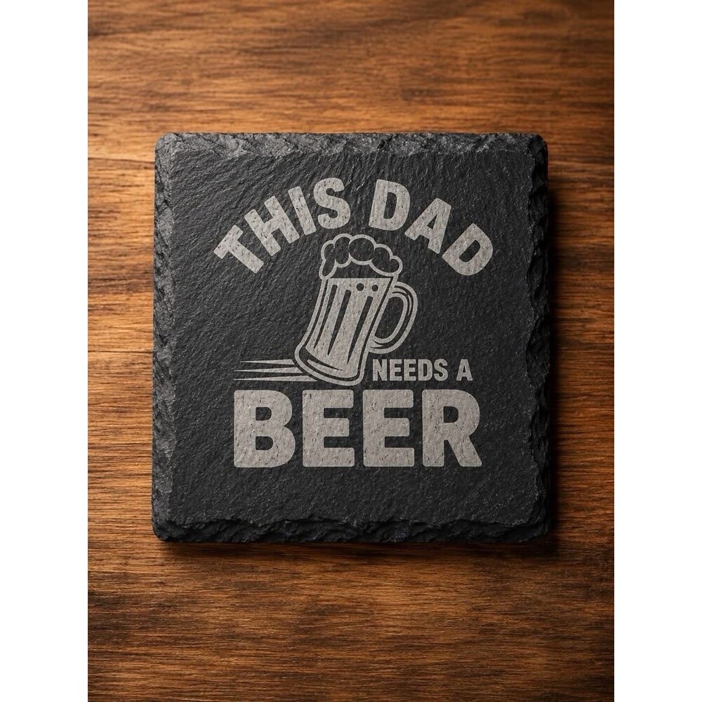 4pc Custom Slate Coaster Set Laser Engraved Fathers Day This Dad  4”